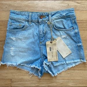 Zara Basic z1975 Distressed Denim Shorts